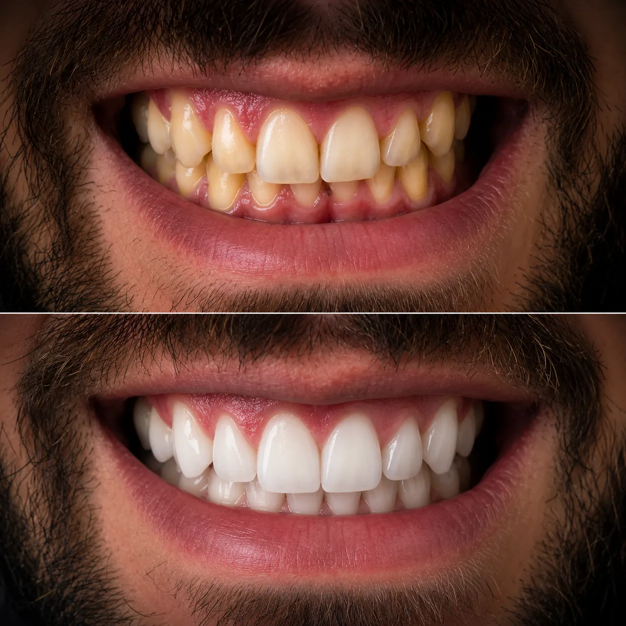 Antes e depois clareamento